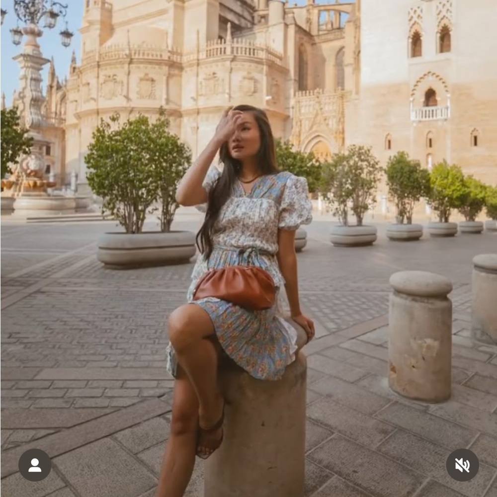 Blue and white floral summer dress